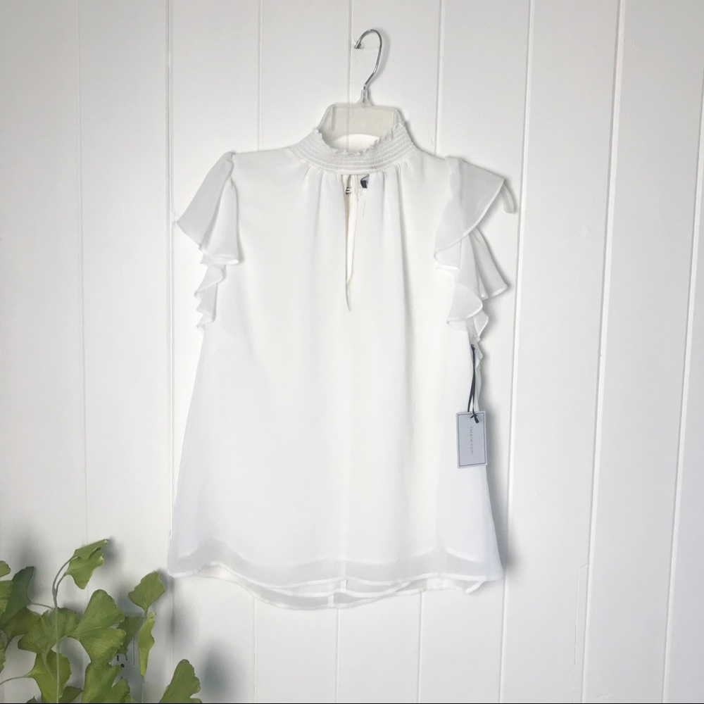 1. State High Collar Flutter Sleeve Blouse NWT